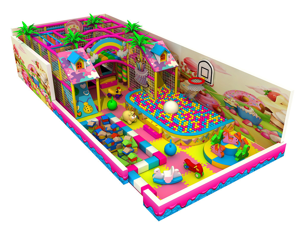Pink candy theme small size indoor playground/amusement park for sale