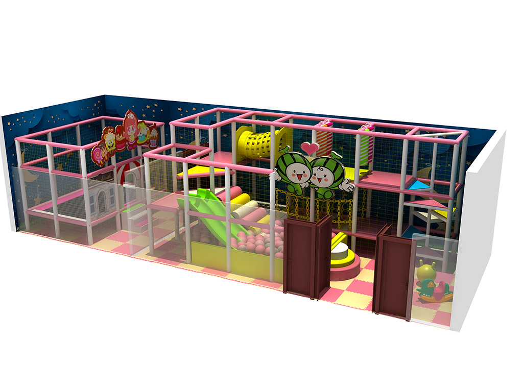 Lovely Pink Indoor playground equipment naughty castle with silde