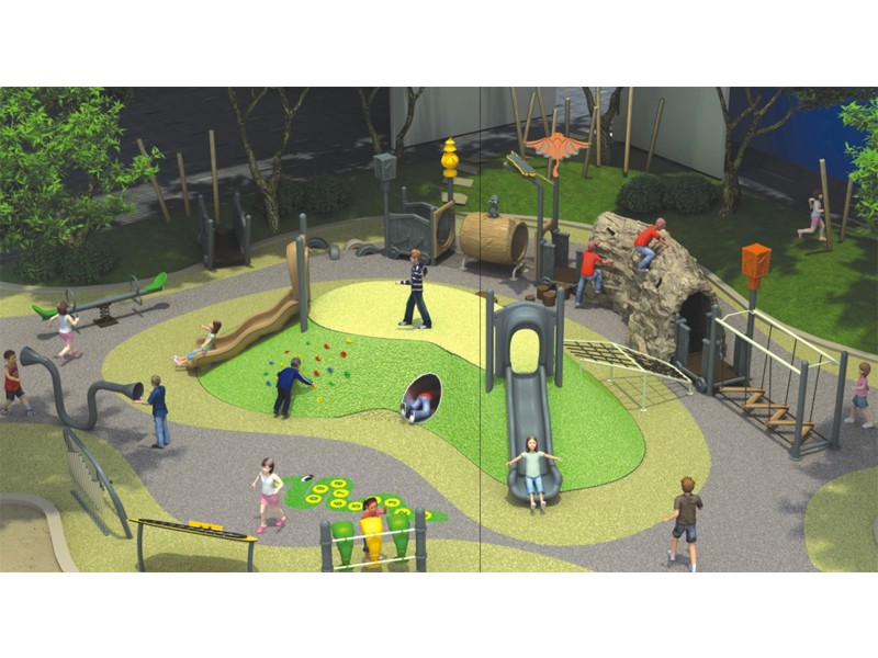 Mine  cave  Theme with plastic slide and  outdoor play equipment for kids play