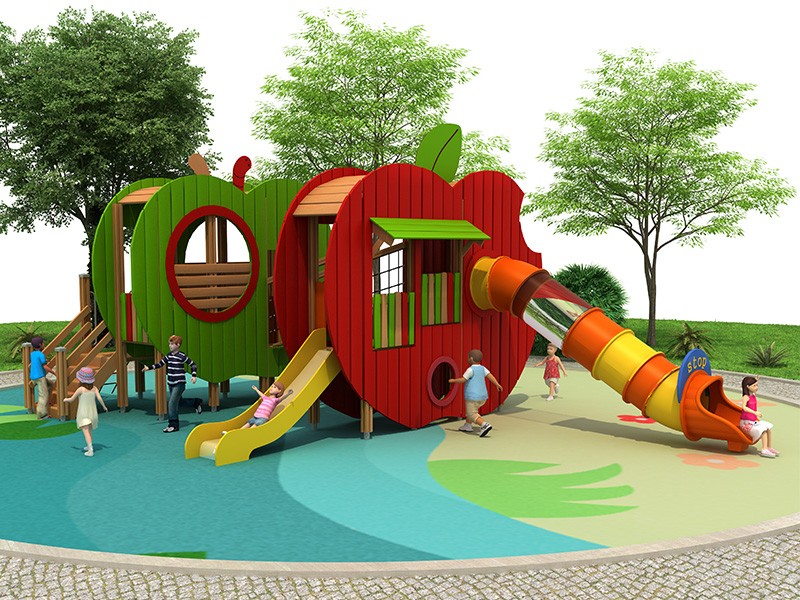 wooden Apple shape playground wooden playground equipment wooden outdoor playground