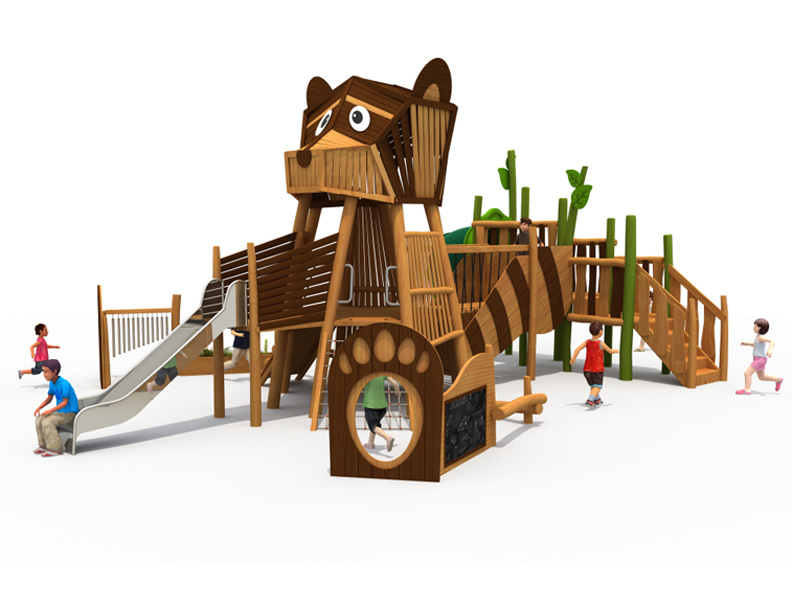 Wooden dog shape playground wooden playground equipment for kids