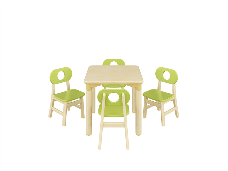 indoor kids birch wood table and chair china supplier