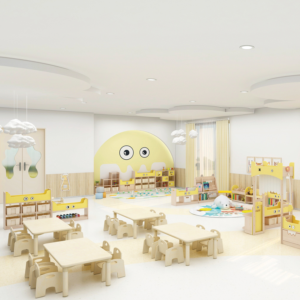 classroom baby Rubber wood Kindergarten furniture china Manufacturer